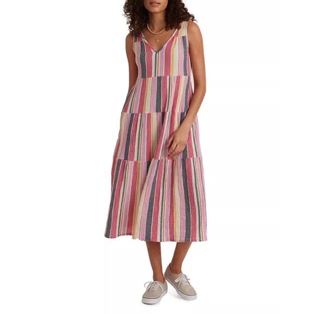 Marine Layer Corinne Tiered Maxi Dress Lightweight Flowy Summer Resort Size XS